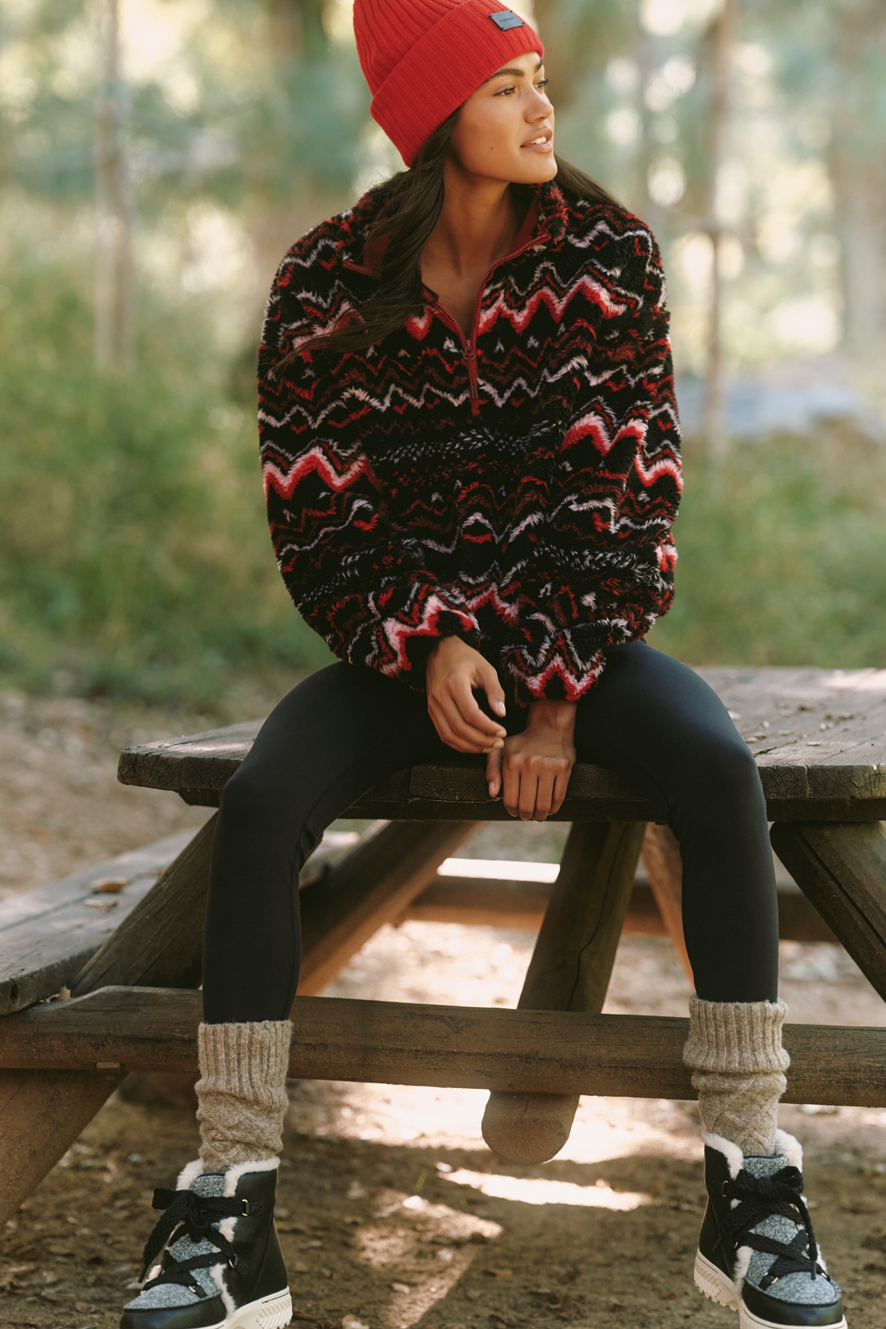 Beach Riot Leona Slopes Sherpa Quarter-Zip Pullover