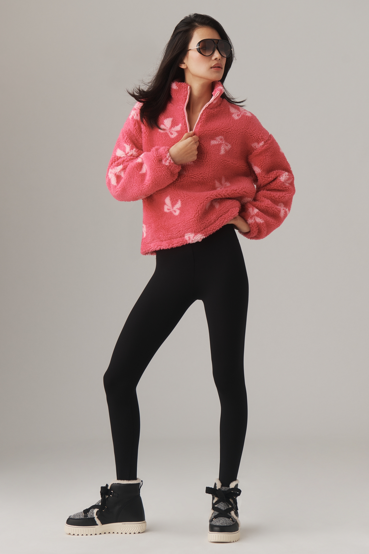 Beach Riot Leona Slopes Sherpa Quarter-Zip Pullover