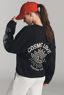 Spiritual Gangster Cosmic Love Delaney Cardigan Sweater In Black