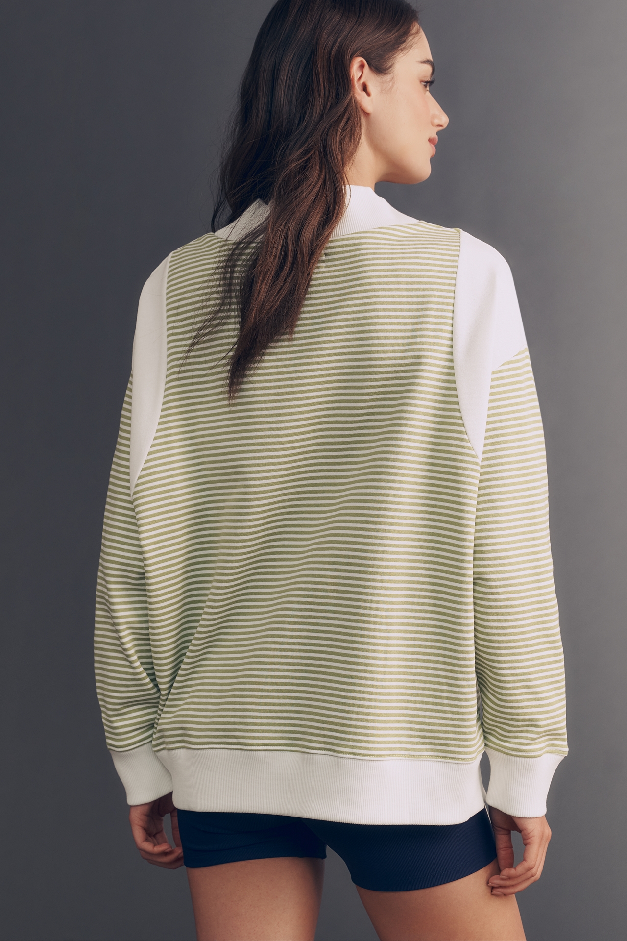 By Anthropologie Cotton Embroidered Mock-Neck Sweatshirt