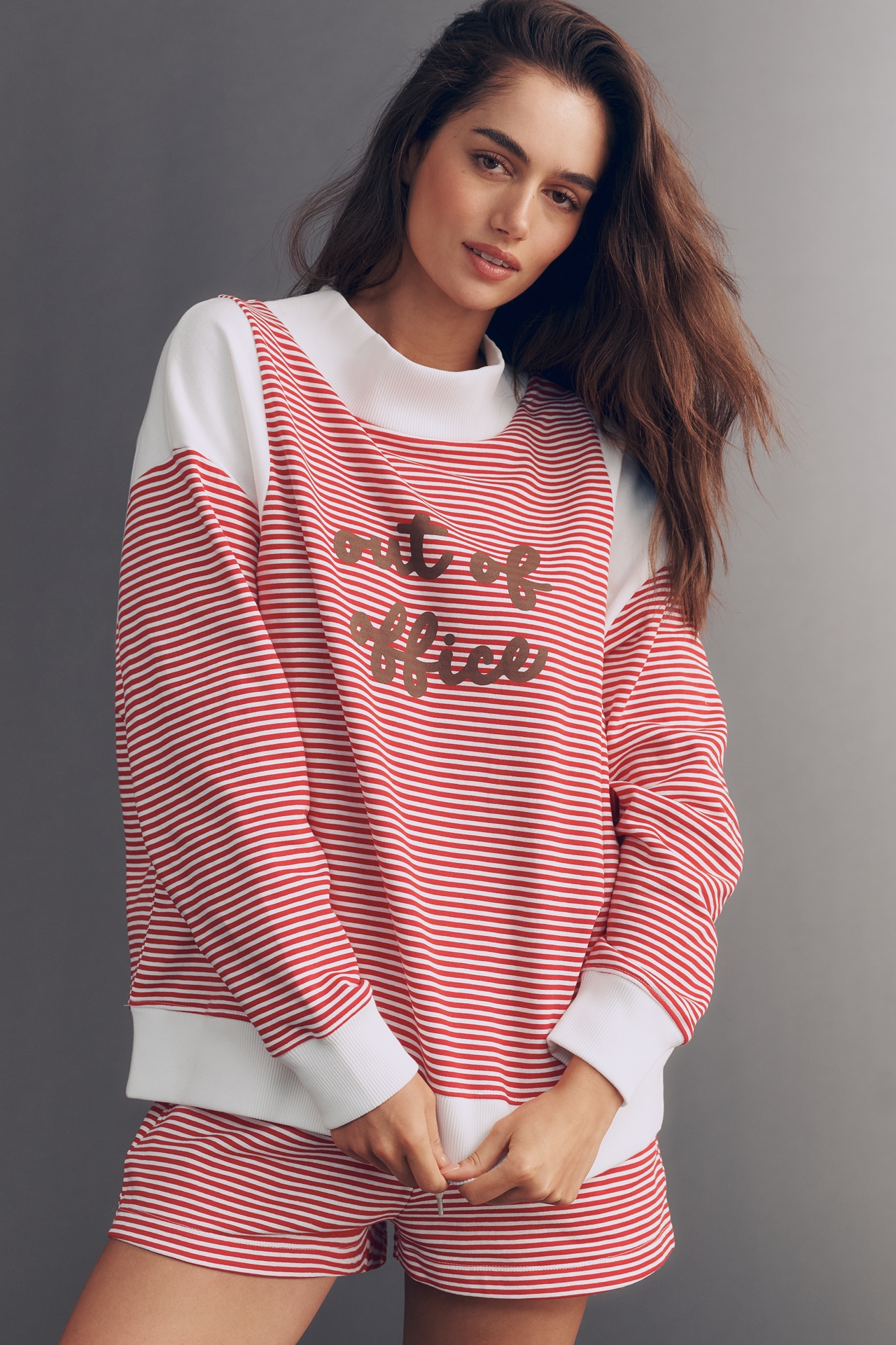 Daily Practice Cotton Embroidered Mock-Neck Sweatshirt
