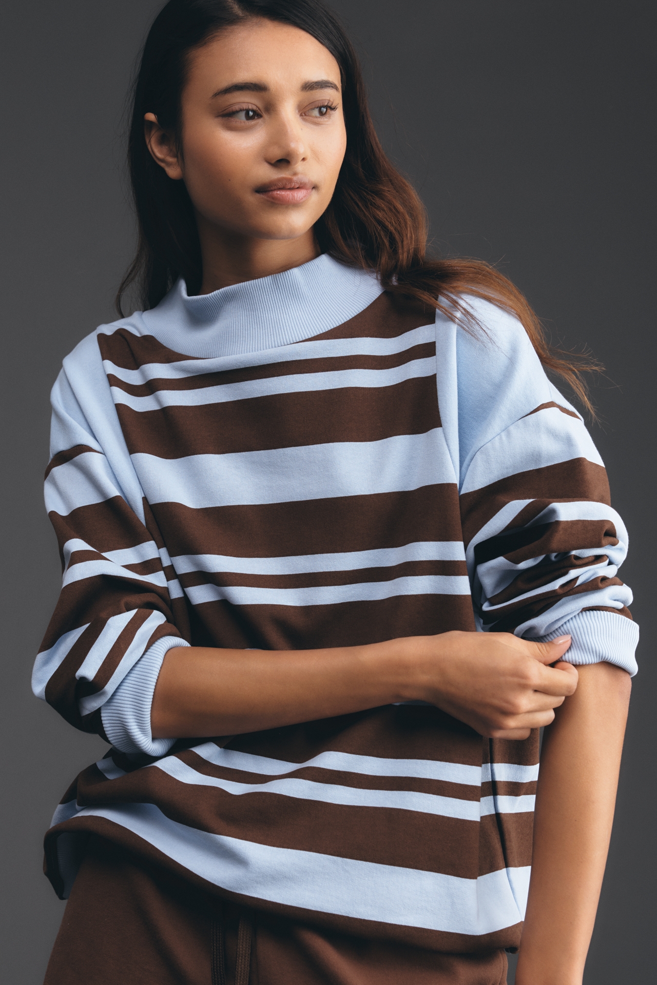 By Anthropologie Cotton Mock-Neck Sweatshirt