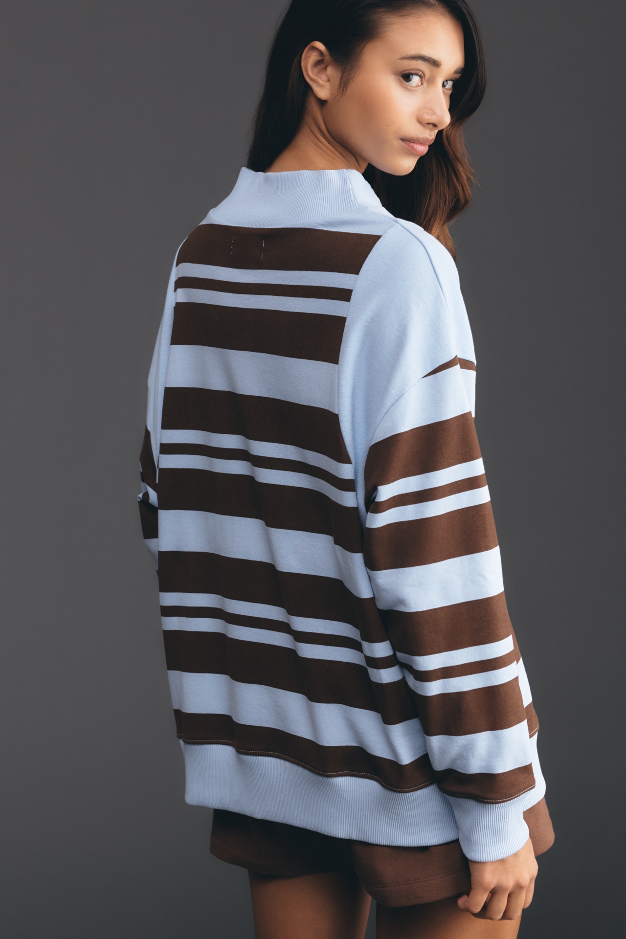 By Anthropologie Cotton Mock-Neck Sweatshirt