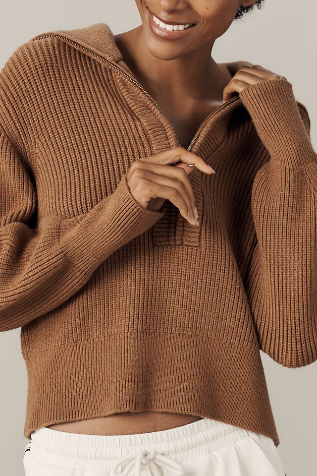 Varley Maura Half-Zip Rib Knit Sweater #1
