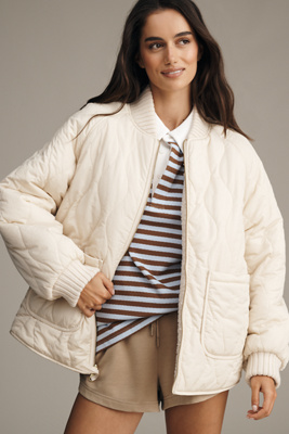 Varley Serina Reversible Quilt Jacket Sandshell In Neutral
