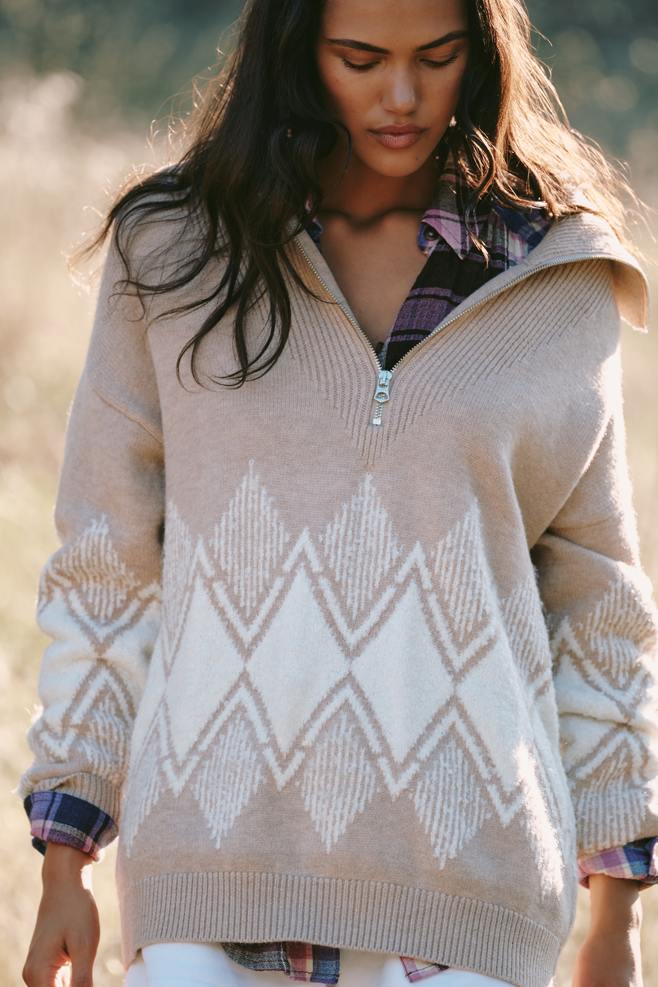 Varley Betty Jacquard Half-Zip Sweater