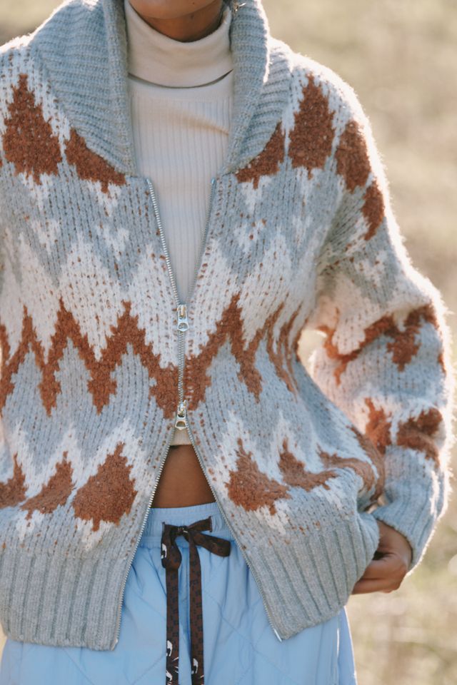 Varley Brockley Jacquard Zip-Front Cardigan Sweater #1