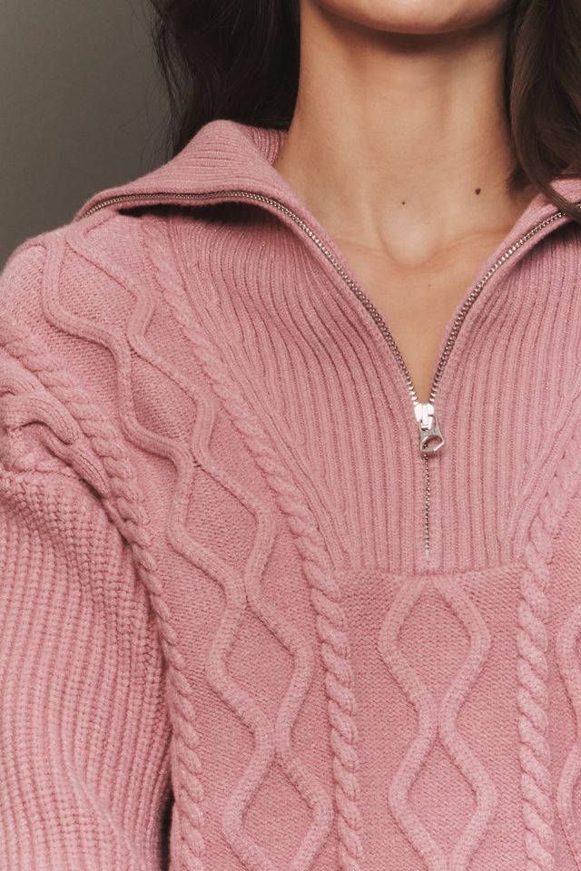 Varley Didi Relaxed Cable-Knit Half-Zip Sweater #1