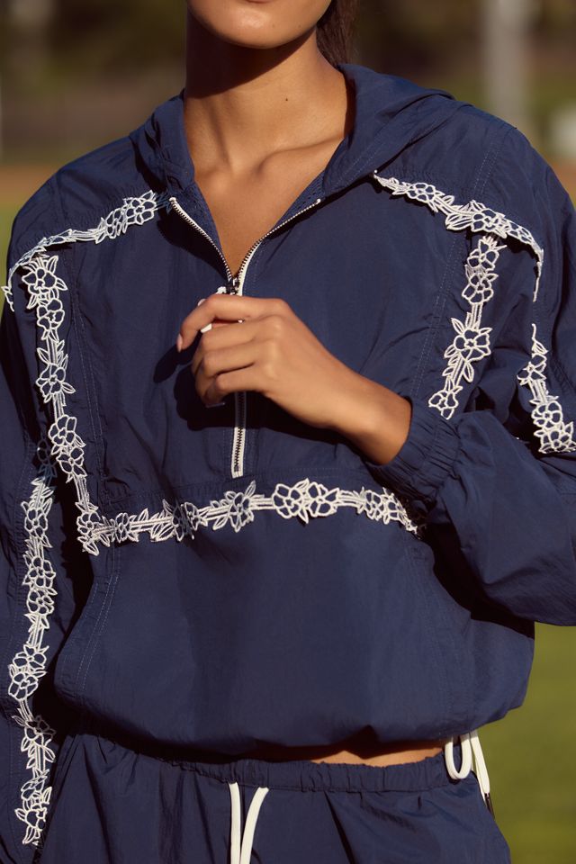 Daily Practice Half-Zip Lace Trim Pullover | Anthropologie