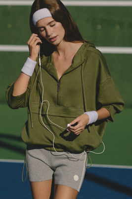 Daily Practice Half-zip Hoodie In Green