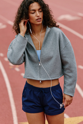 Daily Practice Desert Palm Zip-up Jacket Top In Grey