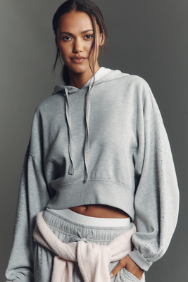 Daily Practice By Anthropologie Daily Practice Lace Hooded Sweatshirt In Gray