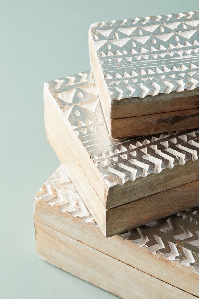 Embossed Wood Jewelry Box Set #1