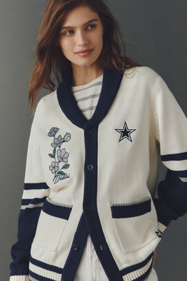 The Wild Collective Nfl Cardigan Sweater In Blue