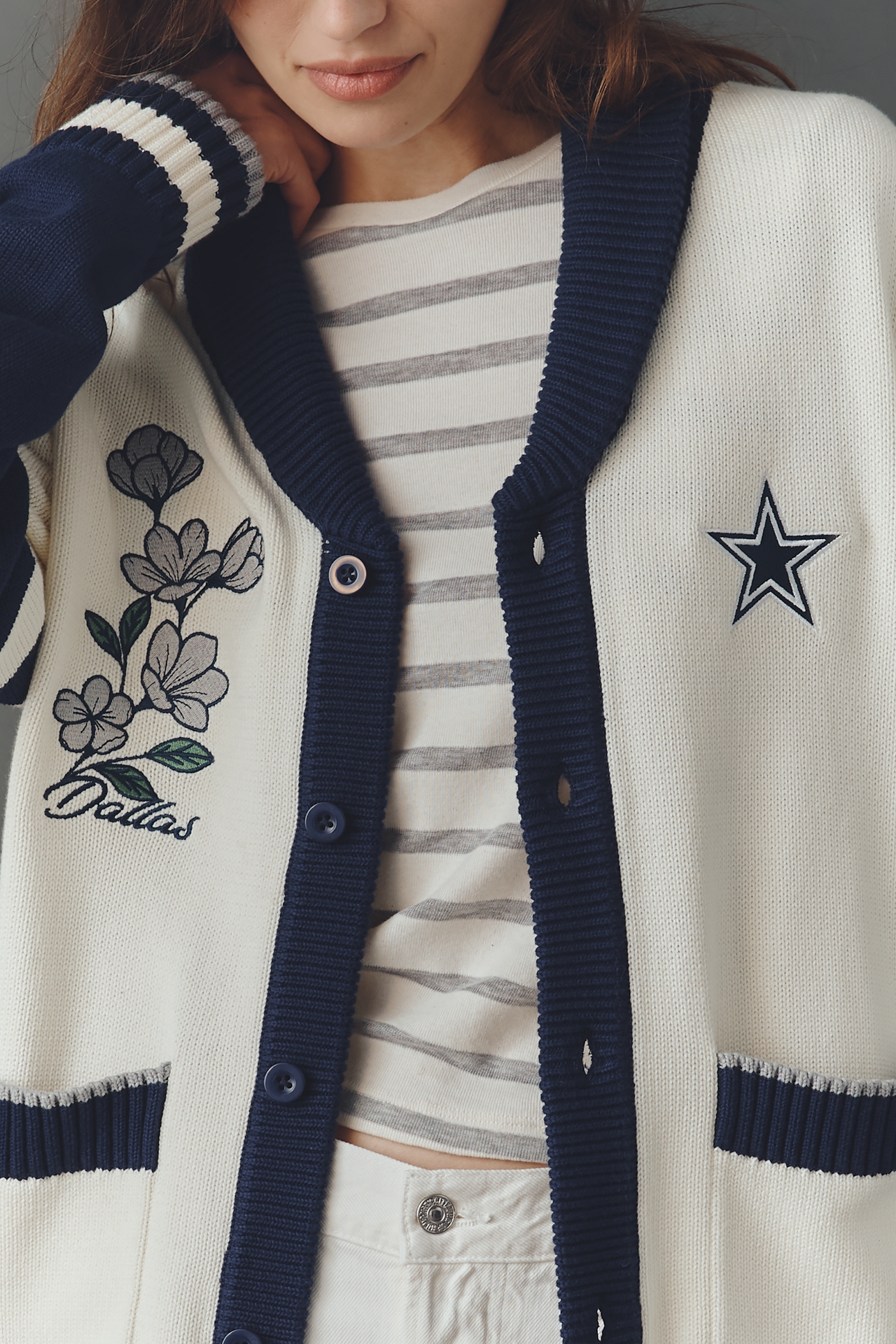 The Wild Collective NFL Cardigan Sweater