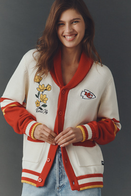 The Wild Collective Nfl Cardigan Sweater In Multi