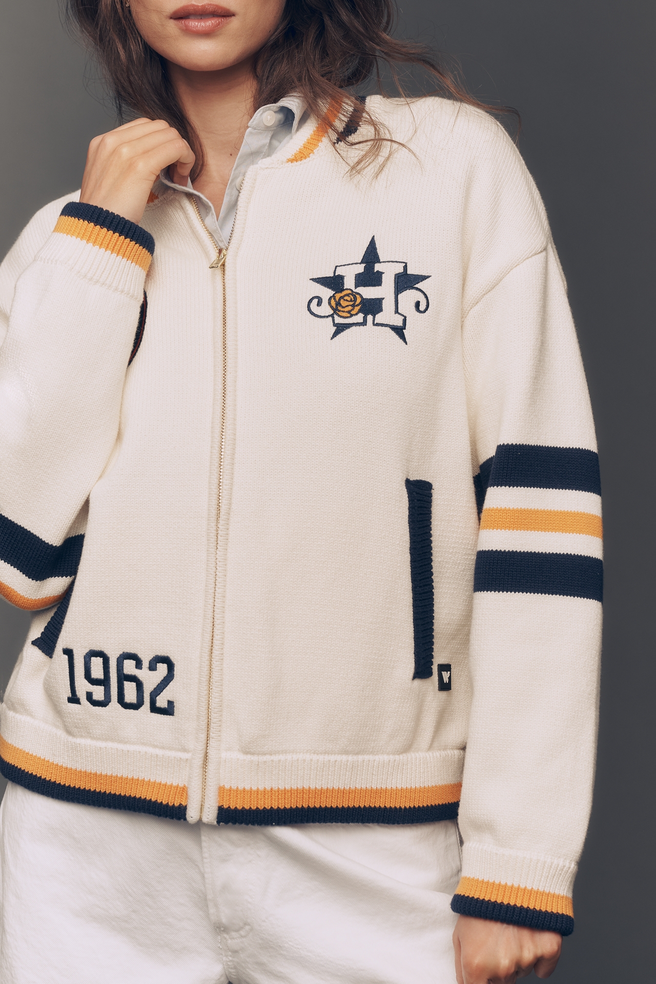 The Wild Collective Jacquard Varsity Bomber Jacket