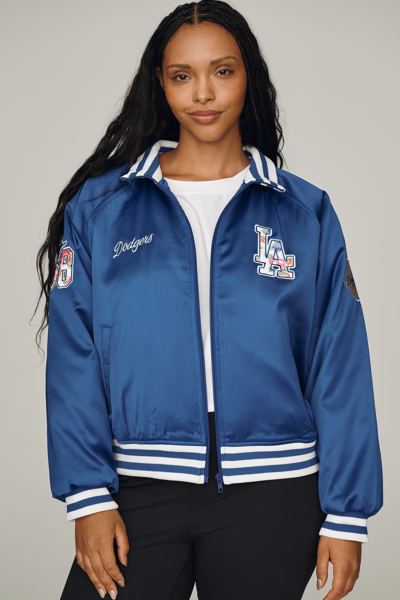 The Wild Collective Satin Varsity Bomber Jacket