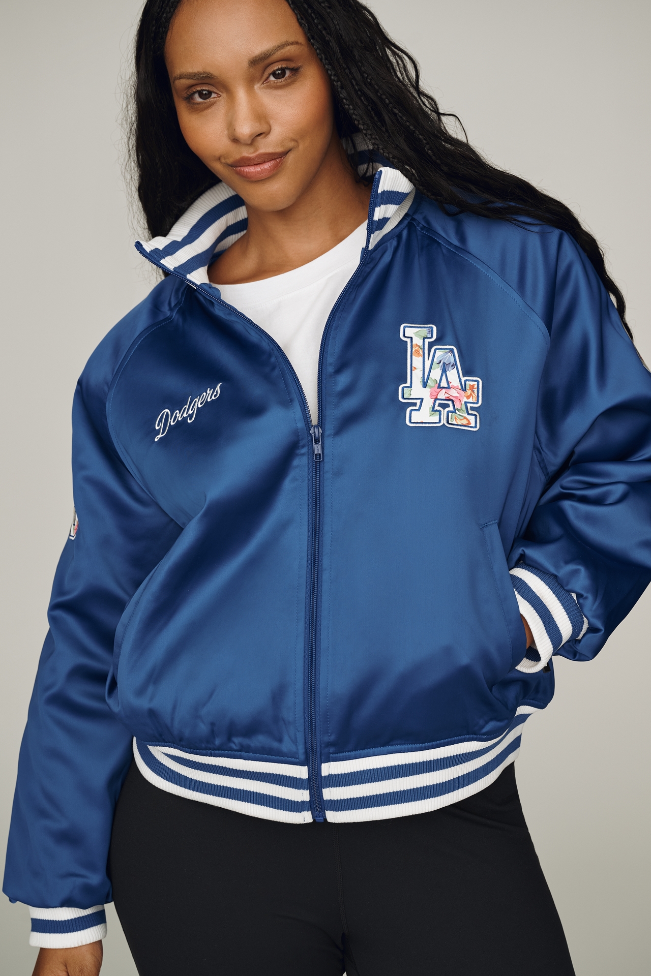 The Wild Collective Satin Varsity Bomber Jacket