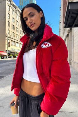 The Wild Collective NFL Velvet Puffer Coat