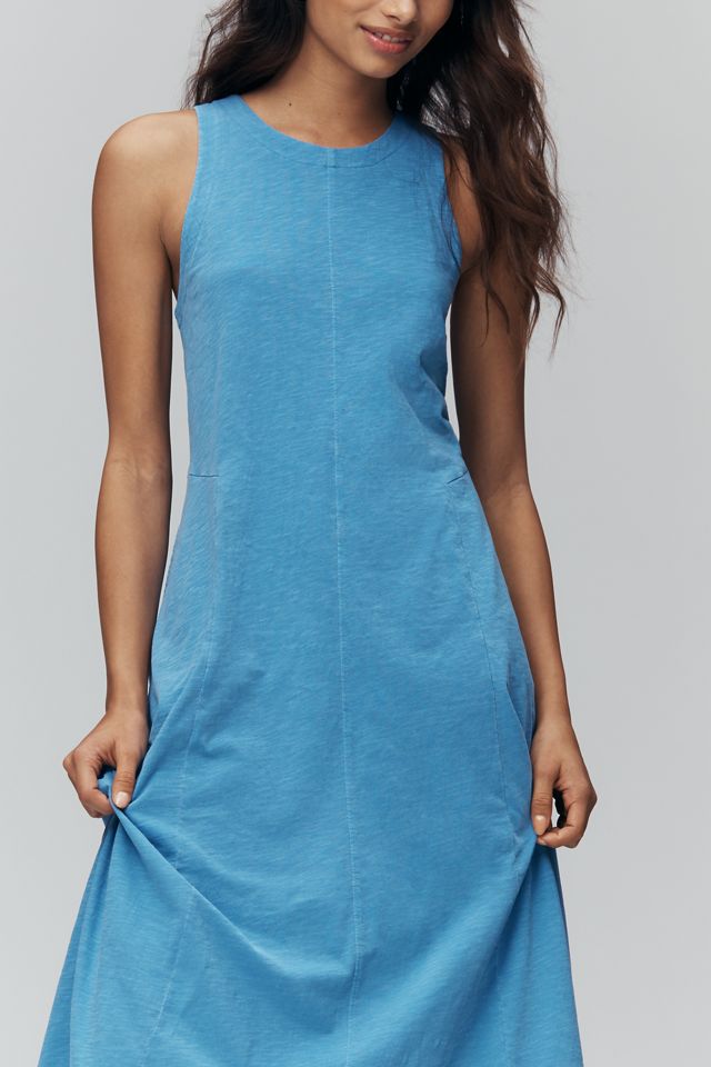 knee length dresses for ladies The Adeline Light Blue Zip Up Midi Dress