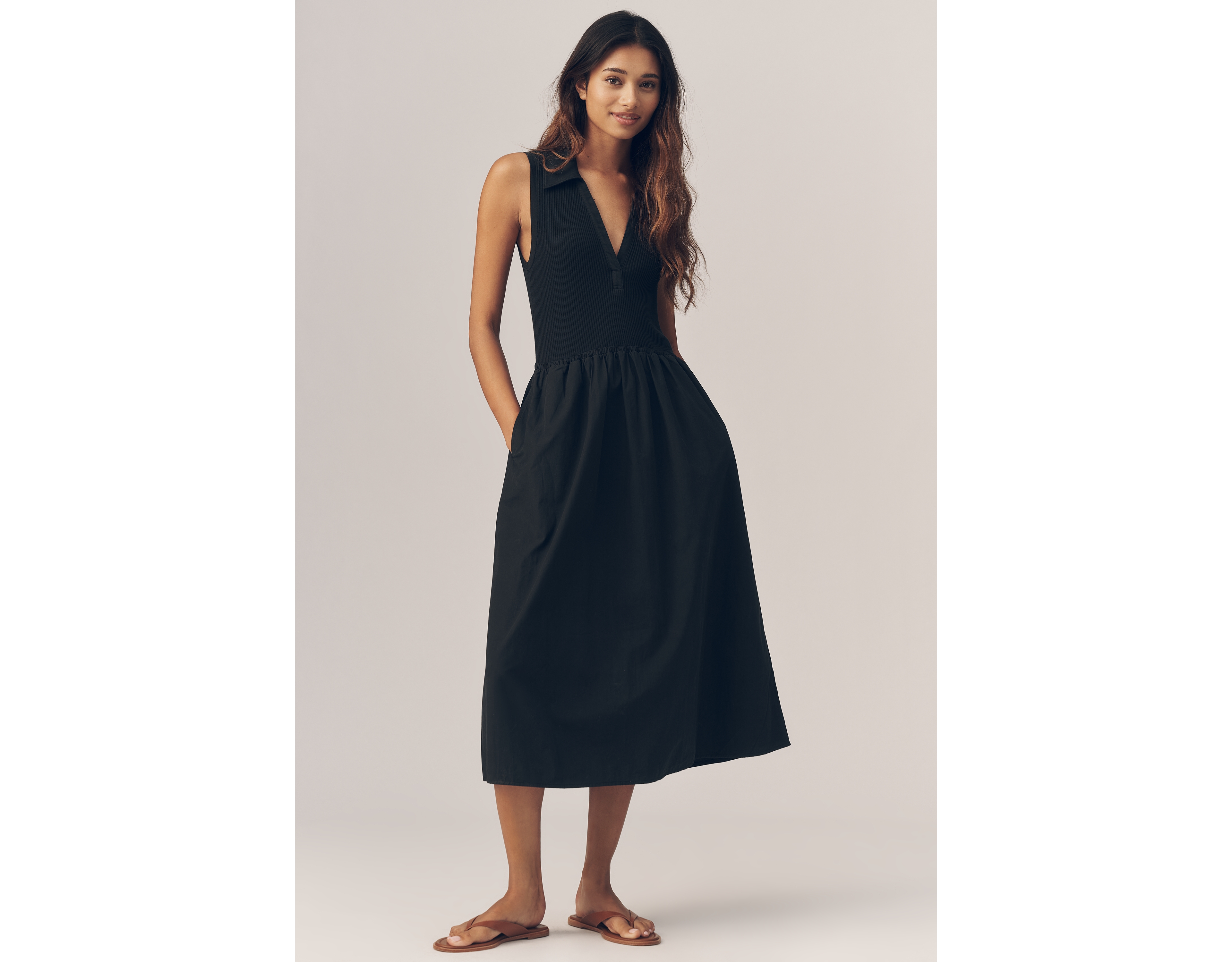 Nation Los Angeles Jessica V-Neck Midi Dress