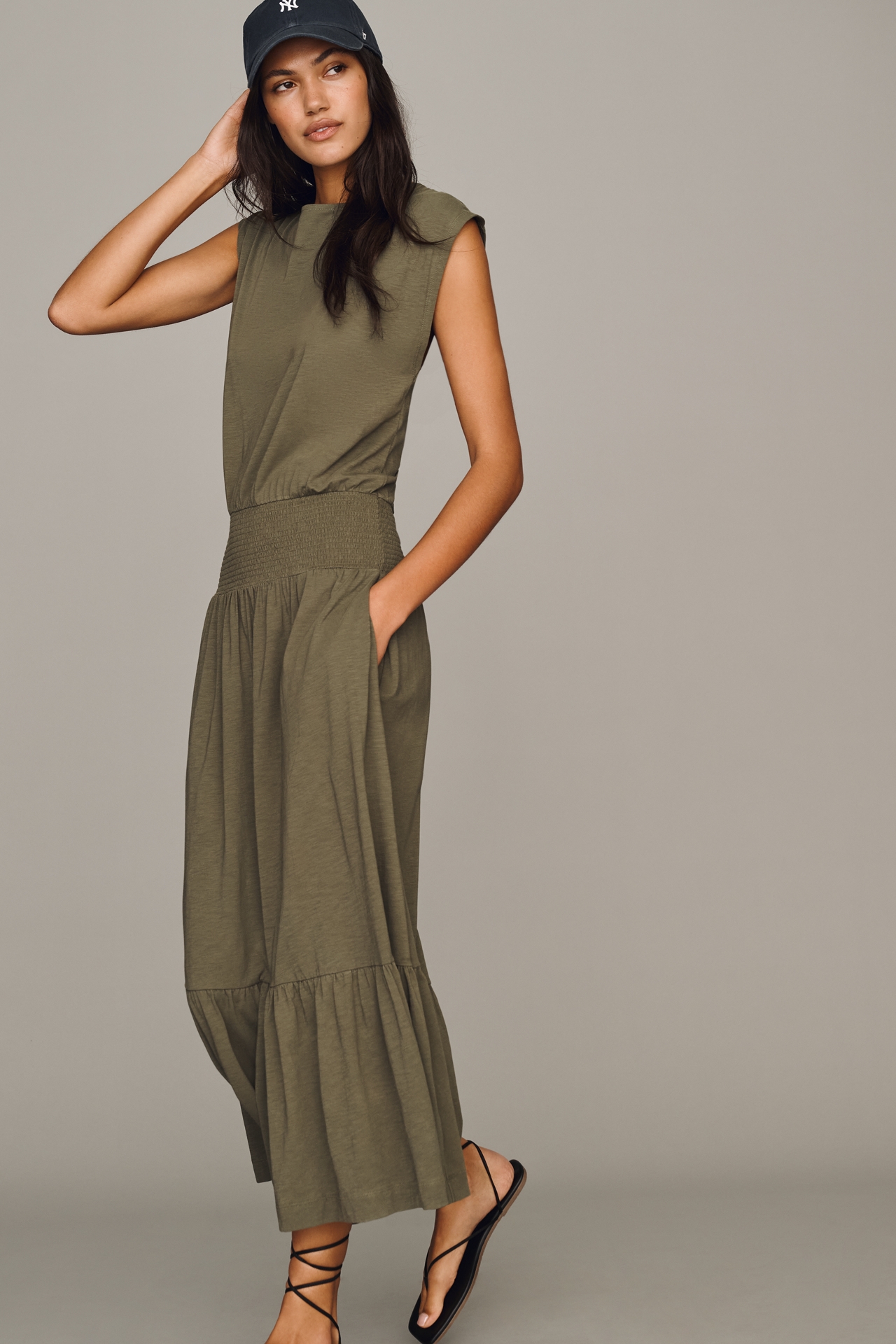 Nation Los Angeles Evonne Short-Sleeve Cotton Midi Dress