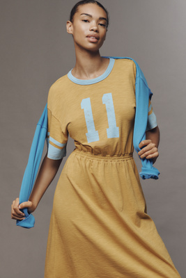 Sundry Rugby Midi Dress In Yellow