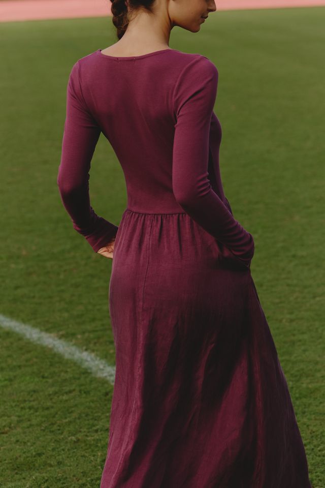 Sundry Long-Sleeve Mixed Rib Maxi Dress #2