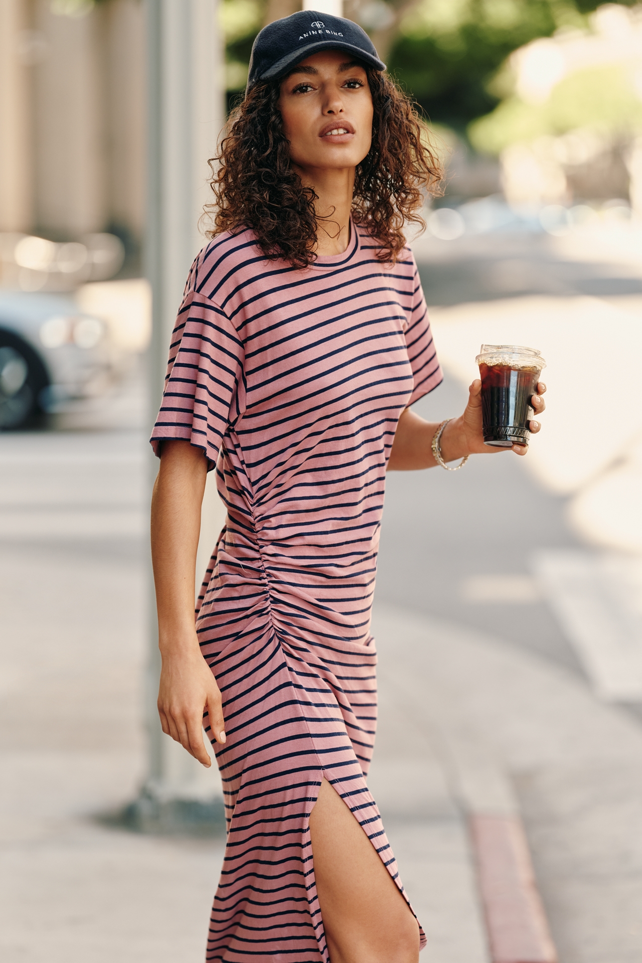 Sundry Ruched Midi T-Shirt Dress