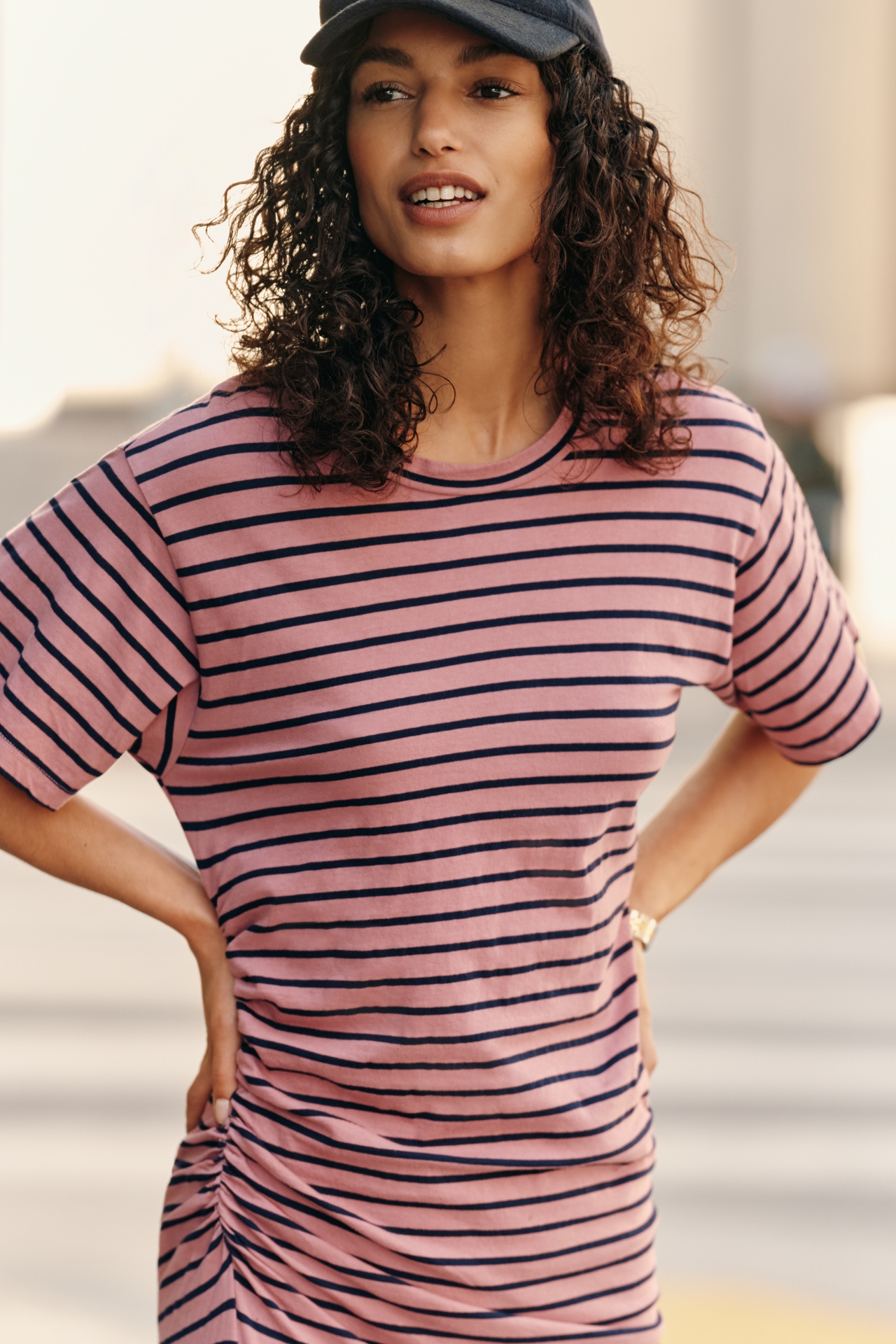 Sundry Ruched Midi T-Shirt Dress