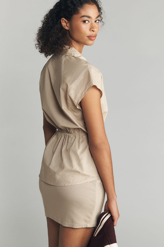 Sporty Twofer Mini Dress by Sundry in Beige, Size: Large at Anthropologie