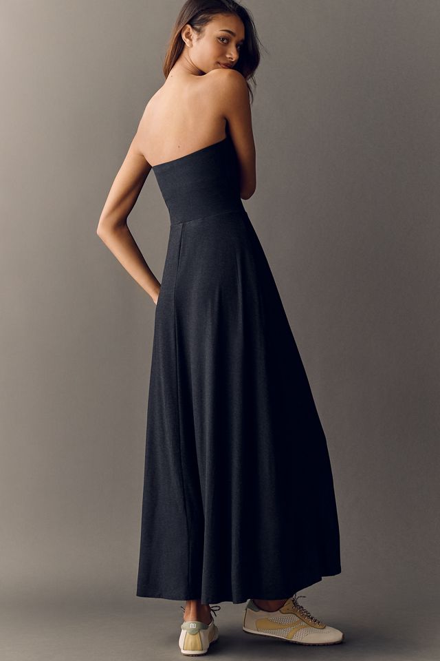 modest maxi dresses for women Pearl-Embellished Square Neck Maxi Dress