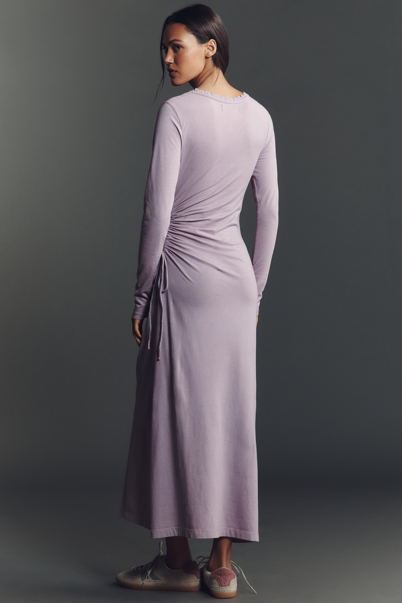 Daily Practice Long-Sleeve Side-Slit Column Midi Dress