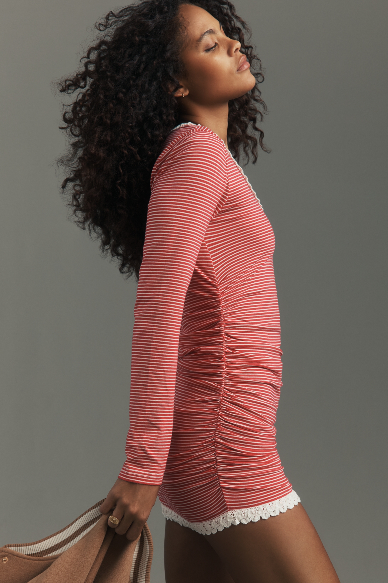 Daily Practice Long-Sleeve Lace-Up Mini Dress