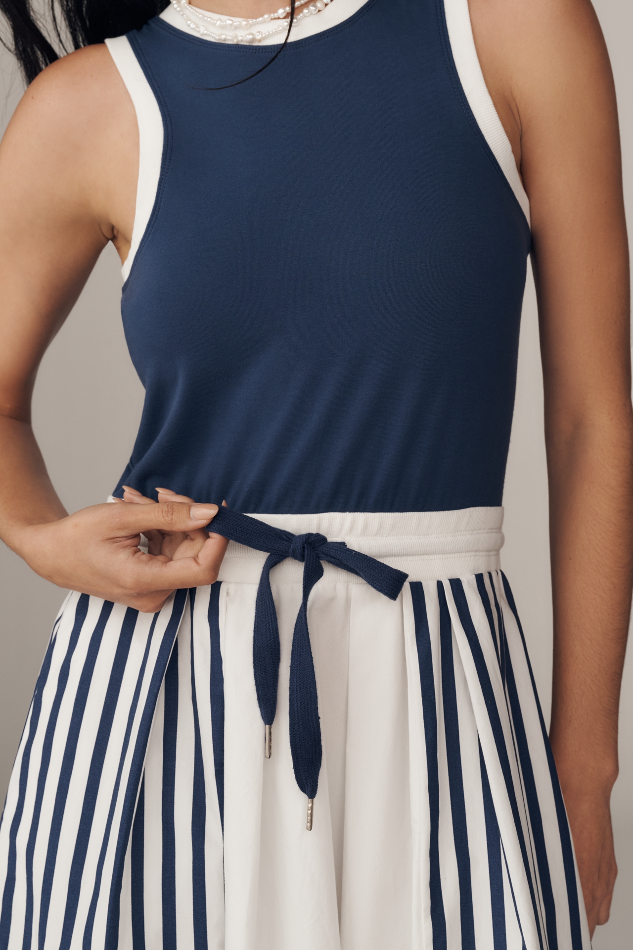 Daily Practice Drawstring Twofer Midi Dress