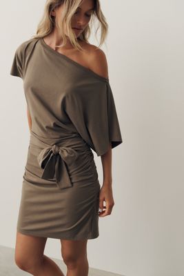Daily Practice Off-Shoulder Waisted Mini Dress
