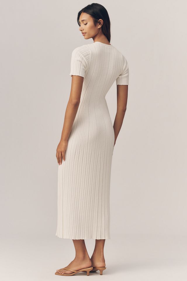 beige cable knit dress Staud Charade Ivory Sleeveless Cable Knit Sweater Dress main image 0