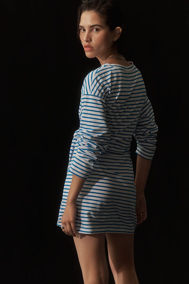 Daily Practice Striped Long-Sleeve Wrap Mini Dress #2