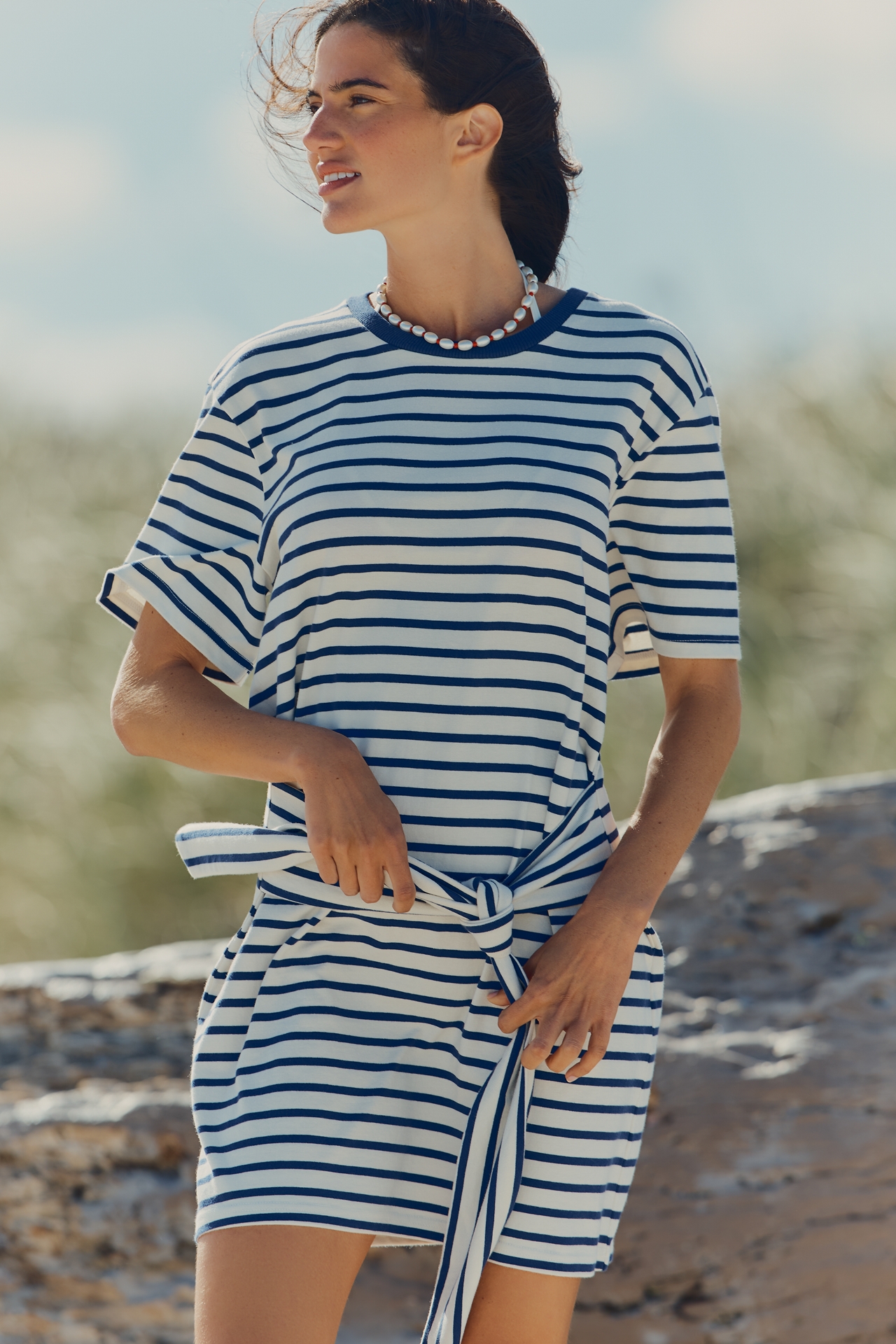 Daily Practice Tie-Waist Mini T-Shirt Dress