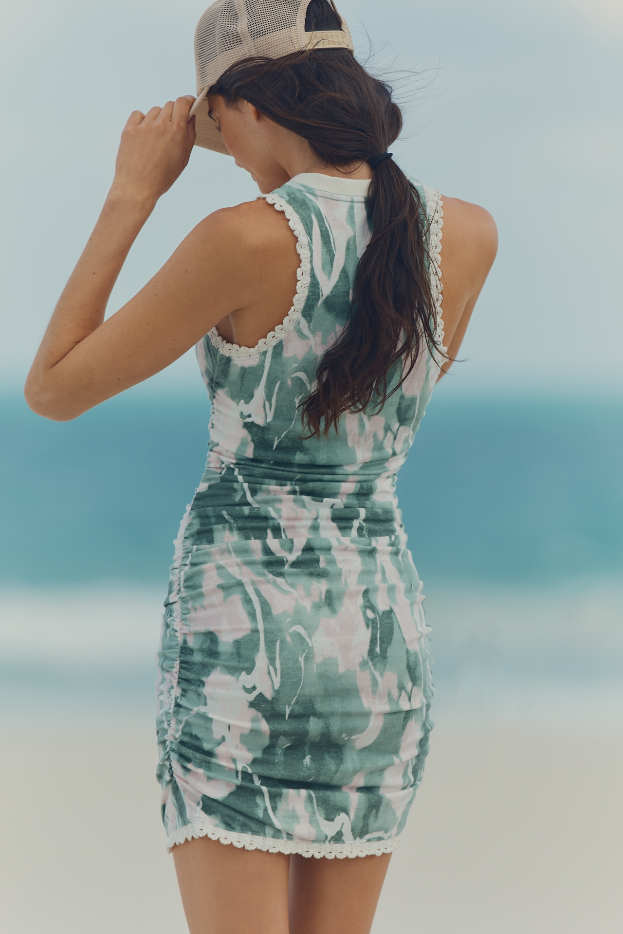 Daily Practice Lace-Up Scoop-Neck Mini Dress