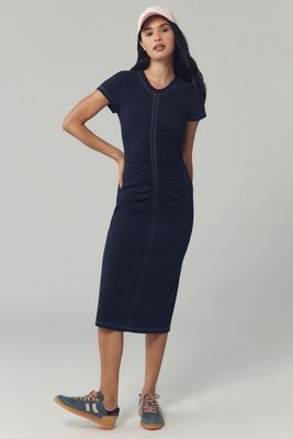 Daily Practice Short-Sleeve Gathered Midi Dress
