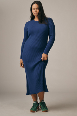 Daily Practice By Anthropologie Daily Practice High Tide Long-sleeve Midi Dress In Blue