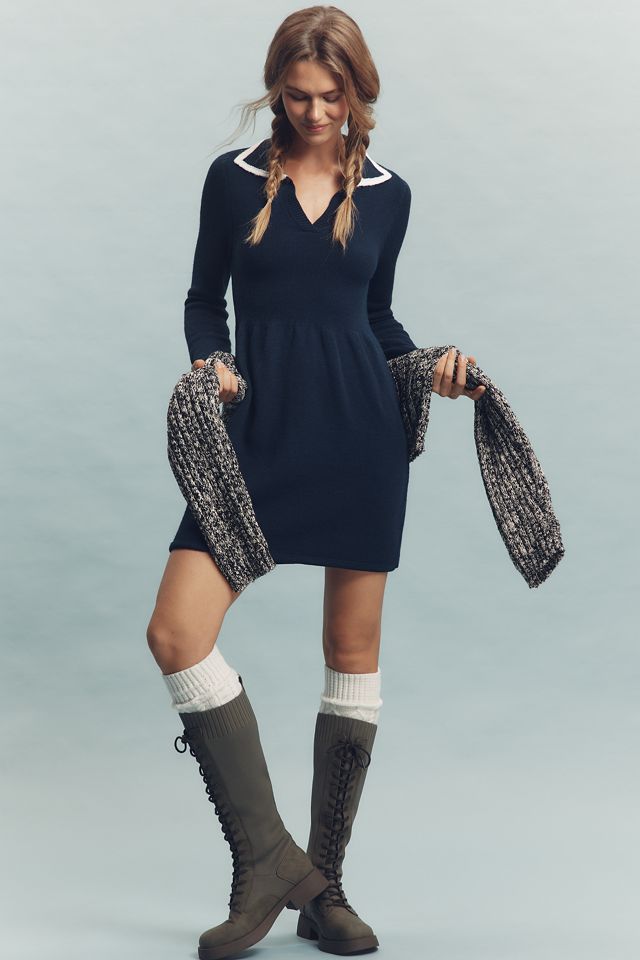 Daily Practice Long-Sleeve Polo Knit Mini Dress #2