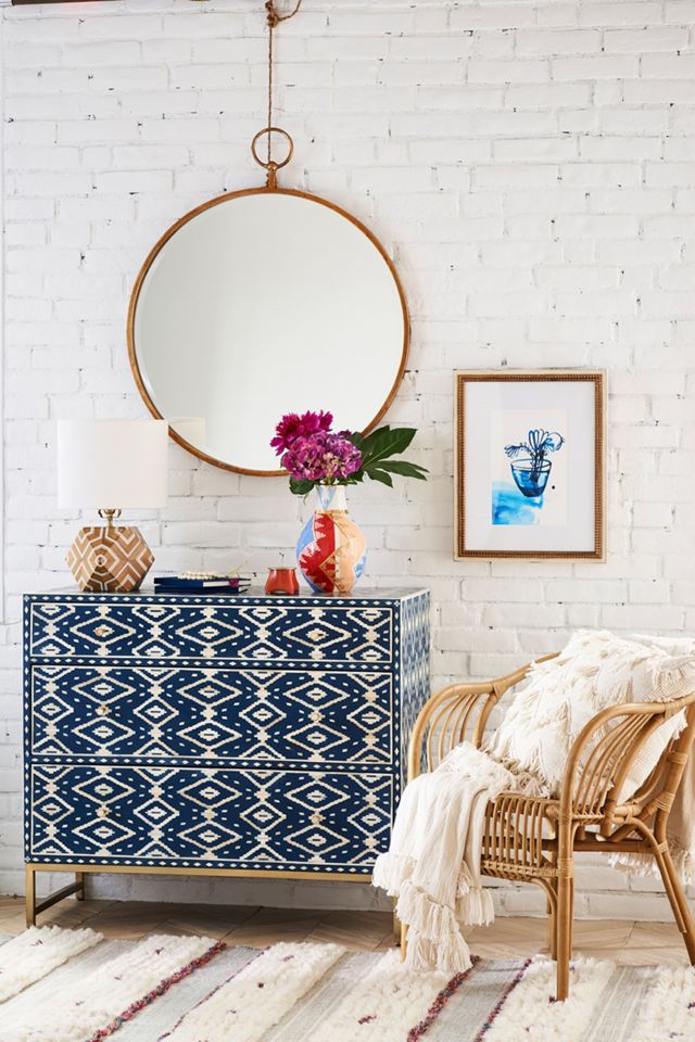 Ikat Inlay Three-Drawer Dresser #5