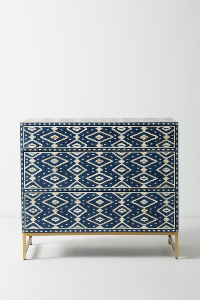 Ikat Inlay Three-Drawer Dresser #1