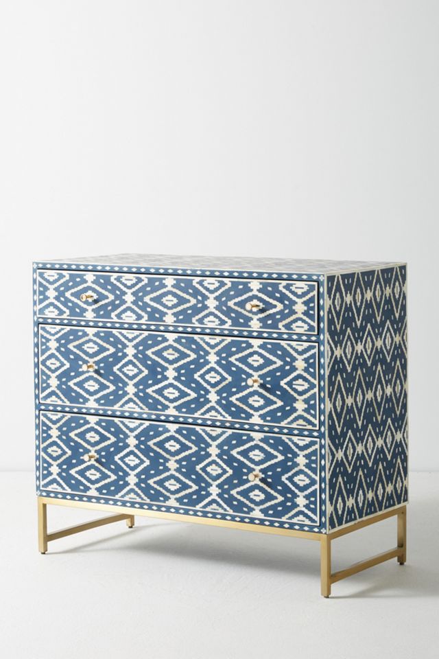 Ikat Inlay Three-Drawer Dresser #2