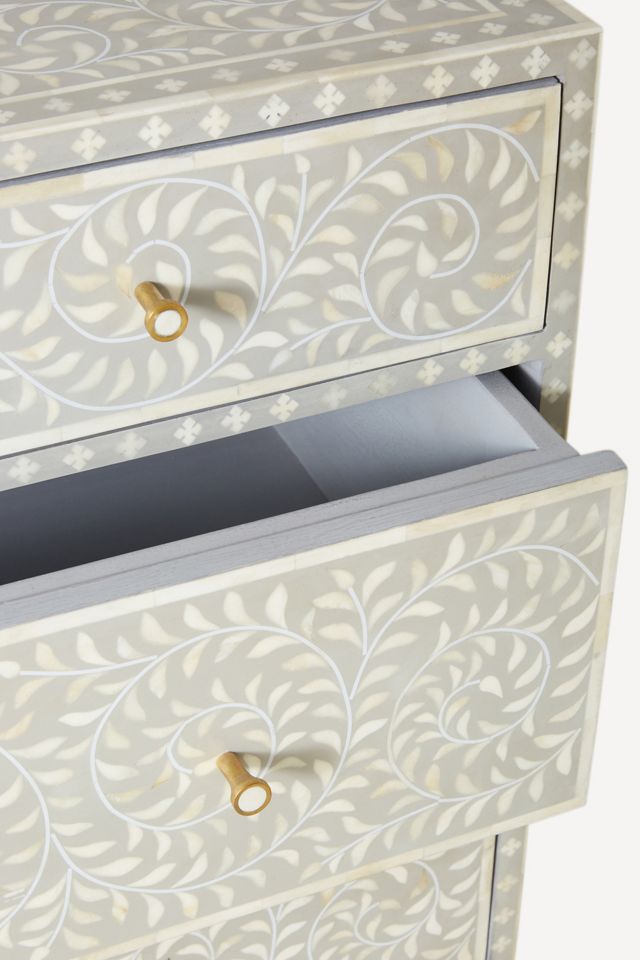 Scroll Vine Inlay Three-Drawer Dresser #3