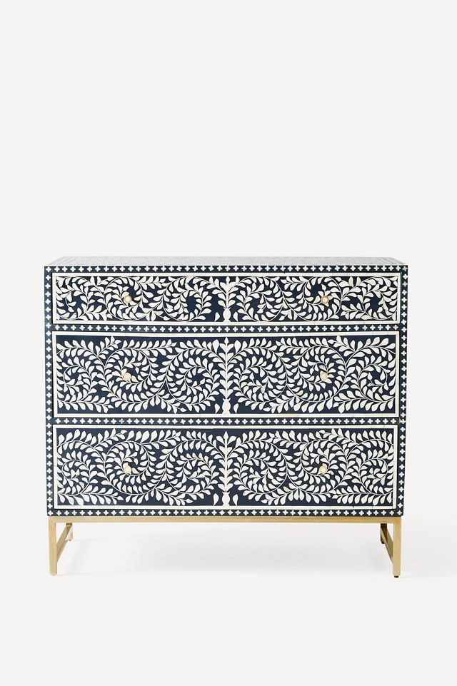 Scroll Vine Inlay Three-Drawer Dresser #1