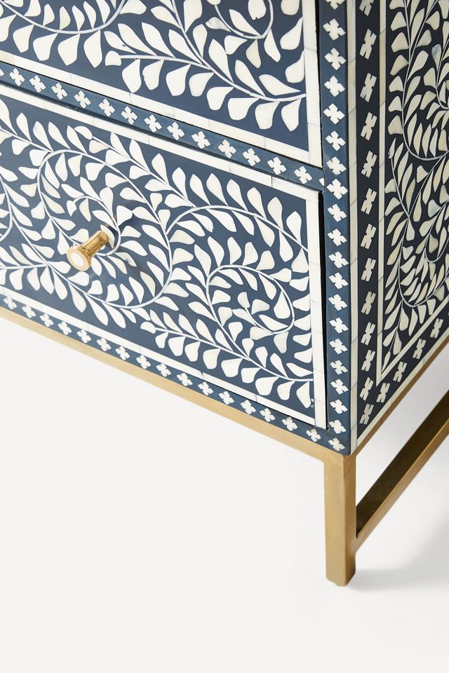 Scroll Vine Inlay Three-Drawer Dresser #3